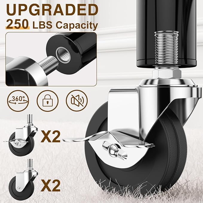 Heavy Duty Clothes Rack Load 520LBS, Adjustable Rolling Clothing Rack with Sturdy Wheel, Metal Industrial Closet Garment Racks for Hanging Clothes Coat, Portable for Bedroom, Laundry Living Room