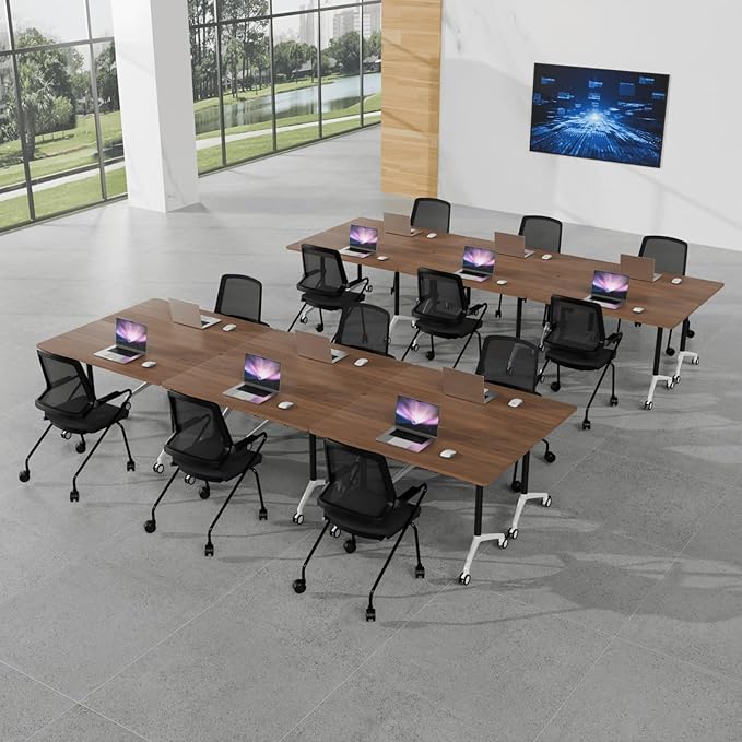 Conference Room Table with Flip-Top Design for Dynamic Meetings, Business Table Computer Desk with Heavy-Duty Frame,Foldable Seminar Meeting Tables for Home Office (4, A, 47.2IN)