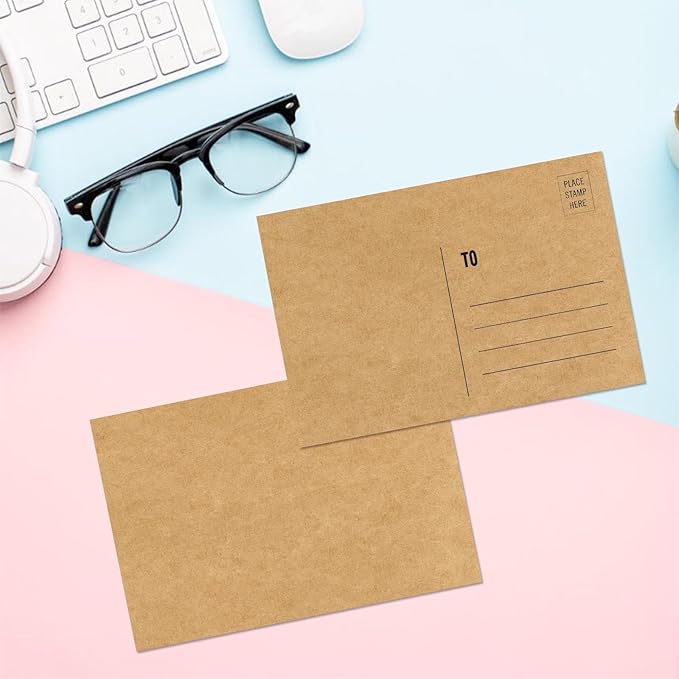 4x6 Blank Kraft Cardstock (Set of 100) - Card Stock for Printer Postcards, Photo Paper Invitations, Greeting, Note, Thank You, Index Cards - Plain for Writing, DIY Making, Stamping, Printing, Art