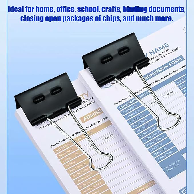 2 Inch Binder Clips(12 Pack), Extra Large Binder Clips Heavy Duty Paper Clamps for Office and Home Supplies, Black