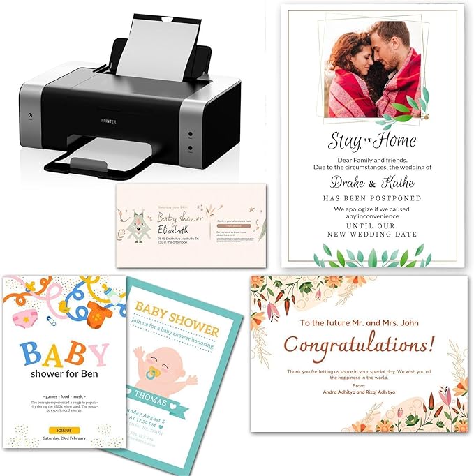 4x6 Blank White Cardstock (Set of 100) - Card Stock for Printer Postcards, Photo Paper Invitations, Greeting, Note, Thank You, DIY Making, Index Cards - Plain for Writing, Stamping, Printing, Art