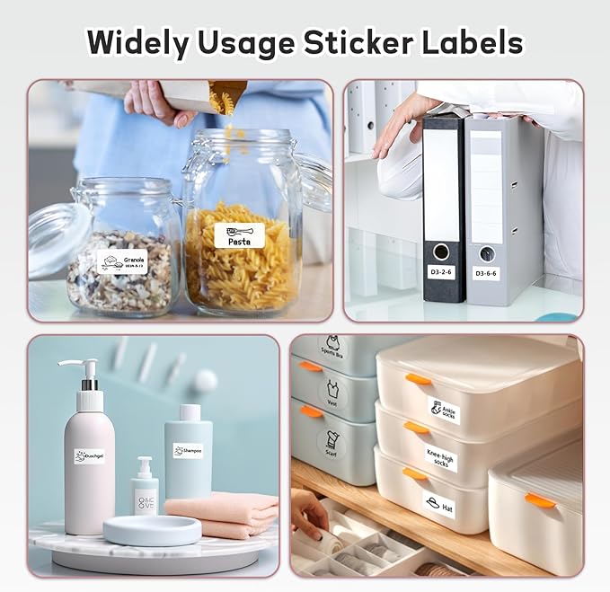 3 Rolls (1800Pcs) Thermal Labels, Phomemo 0.78'' x 0.39'' Stickers Compatible with Phomemo M220 M110 M108 M250 M260 M221 M120 M200 M150 Label Maker, Black on White