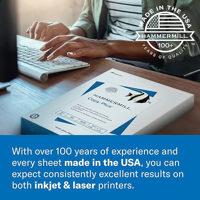 Hammermill Printer Paper, Great White 30% Recycled Paper, 8.5 x 11 - 92 Bright, Made in the USA, 086700C - 10 Ream (5,000 Sheets)