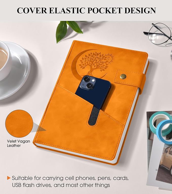 365 Page Thick Lined Journal Notebook for Men Women, B5 Large Leather Journals for Writing, Hardcover Notebooks for Work, School, Note Taking, Business, Travel Diary, College Ruled 7.6" x 10"