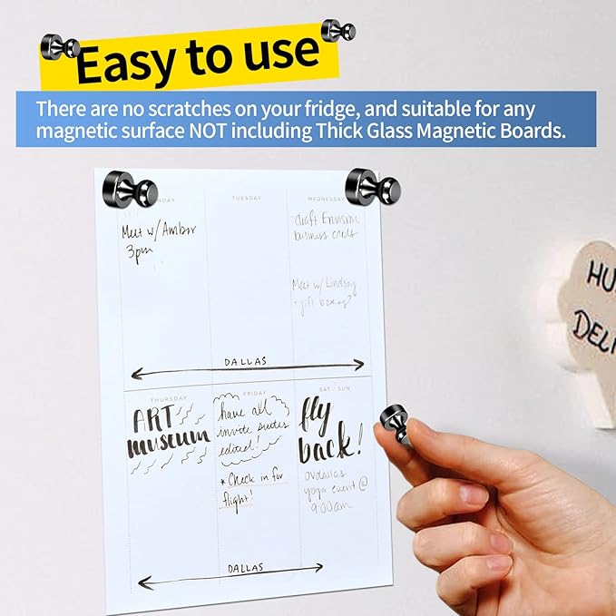 36Pack Refrigerator Magnets Black Fridge Magnets for Whiteboard Strong Whiteboard Magnets Small Metal Magnets for Fridge White Board Map Kitchen Office Classroom