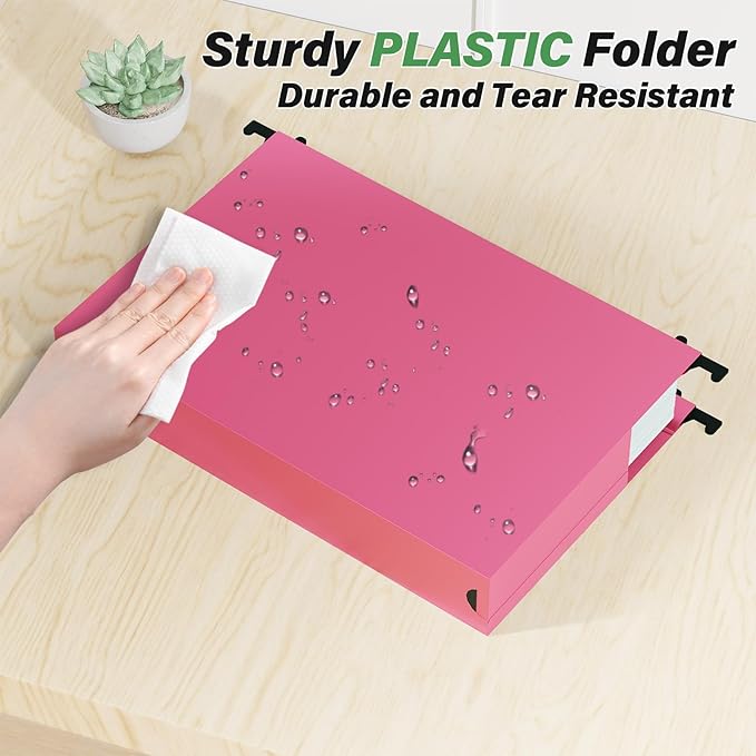 Extra Capacity Legal Plastic Hanging File Folders,2" Expanding Accordian Pocket with Black Insert Gasket,Heavy Duty for Filing Cabinet,Hard and Durable Hang Folders,Legal Size,12 Pack (Assorted Color)