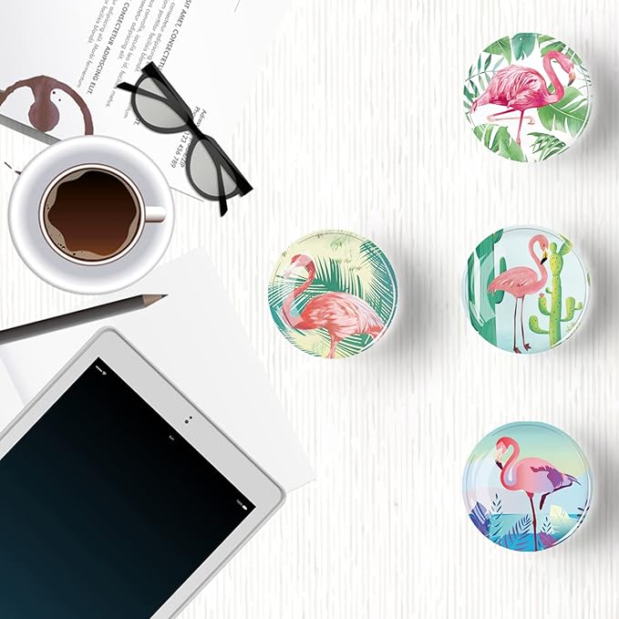 12Pcs Glass Strong Magnetic Refrigerator Magnet Fridge Sticker,Cute Flamingo Fridge Magnets Decoration for Crafts,Strong Fridge Magnets for Kitchen, School,Office Whiteboard, Cabinet and Dishwasher