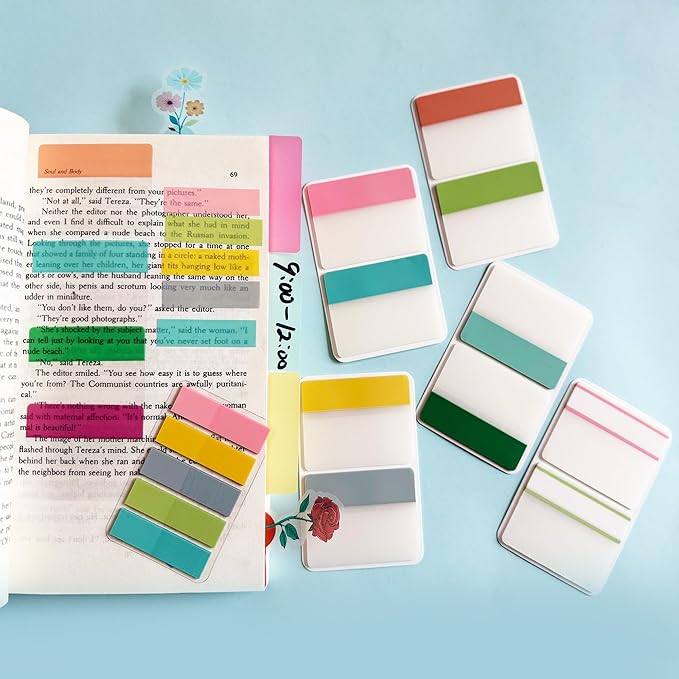 ELII 500 PCS Tabs 2 Inch Book Tabs Sticky Index Tabs,File Tabs Self Adhesive,Page Markers Index Labels for Pages Notebooks