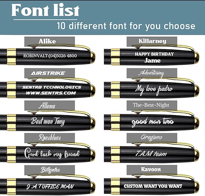 Ancolo Personalized Business Pens - Black Ink with 10 Extras Refills 5 Gift Boxed - Custom with Your Name or Message, Perfect for Students/Teacher/Manager/Lawyer/Professor 5PCS/Pack