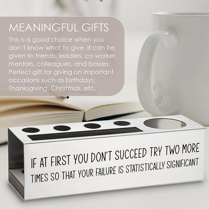 If At First You Don’t Succeed Pen Holder, Scientist Gifts Desk Decor Stainless Steel Pencil Holders WCC61