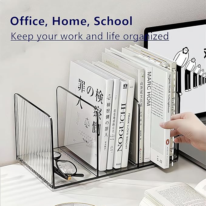 Acrylic Desk File Organizer,Office Desktop Binder File Folder Mail Organizer,Handbag Purse Book record Magazine Holder (2 Pack)