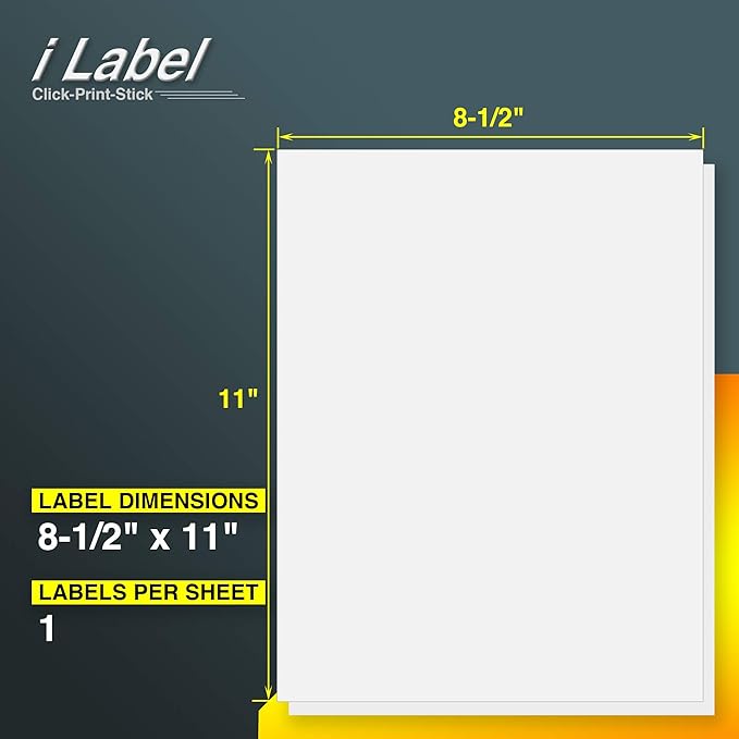 8.5" x 11" Full Sheet Label Sticker Paper for Laser & Inkjet Printers[200 Sheets,200 Labels]
