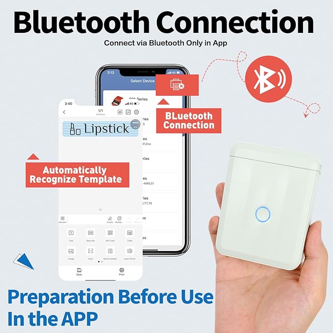 D110-M Label Maker Sticker Machine-Thermal Label Printer Inkless Portable Bluetooth Label Sticker Maker, Mini Bulk Printer for Business Home Office Compatible iOS Android USB Rechargeable-Green