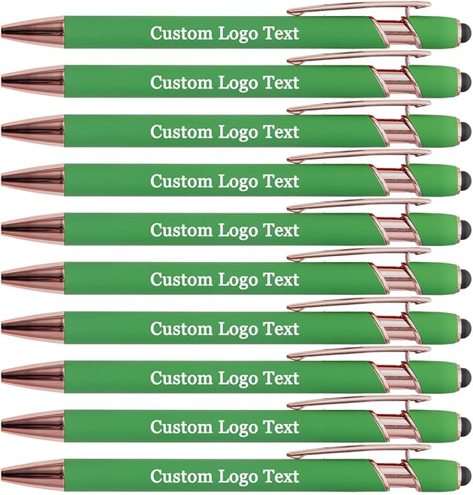 Custom Engraved Ballpoint Pens Bulk, Personalized with Name/Logo, Black or Blue Ink, Smooth Writing for Office, School, Business, Church, Reunion Grass 20 Pcs