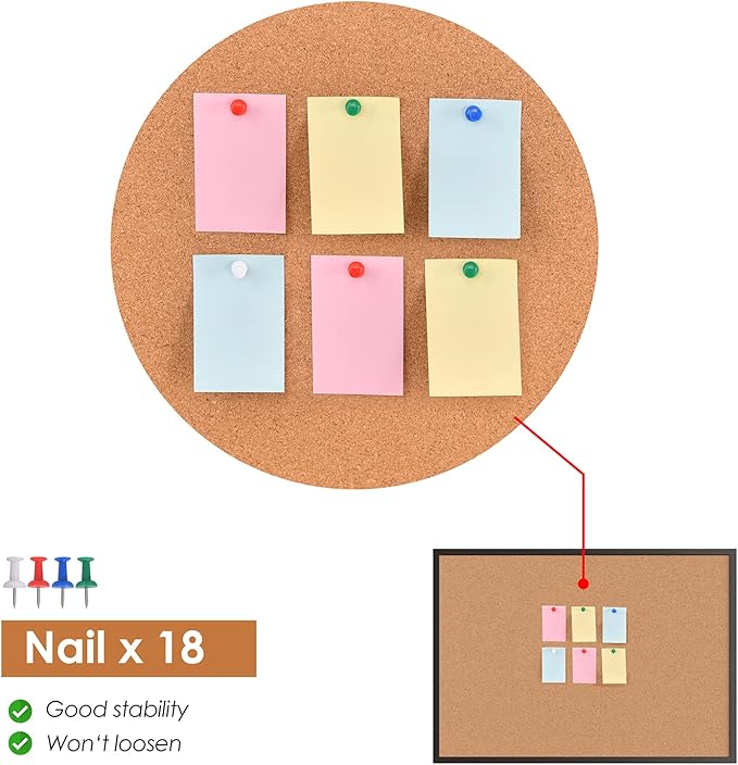 Board2by Cork Board Bulletin Board 48 x 36, Black Wood Framed 4x3 Corkboard, Office Board for Wall, Large Notice Pin Board for School, Home & Office