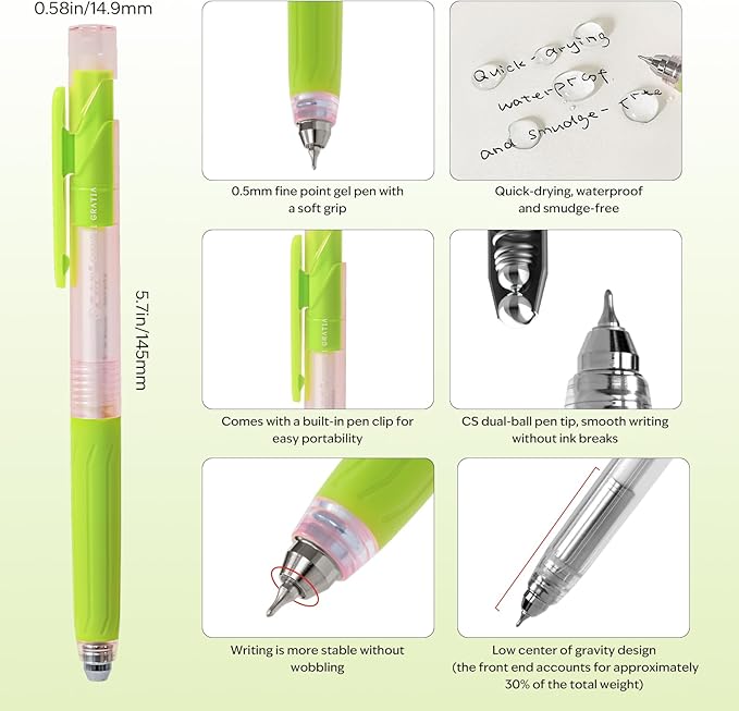 cute Pastel Ballpoint Pens Fine Point Smooth Writing Pens, 0.5mm Black Gel Ink pen, Quick-Dry Retractable with Silicone Grip, 4 Pcs - Morandi Colors for Office, School Supplies & Journaling