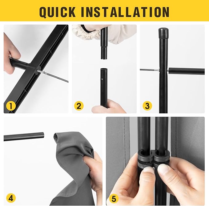 AKTOP 3-Panel Room Divider, Freestanding Wall Divider for Room Separation, Folding Privacy Partition Screen 70''W x 102''H, Portable Room Divider Panel Privacy Screen for Dorm Studio Office, Grey