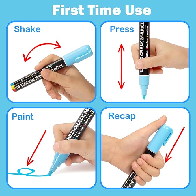 BainGesk 46 Colors Liquid Chalk Markers, Dust-Free Erasable Pens for Blackboards, Chalk Markers for Chalkboard, Windows, Glass, Mirror, Acrylic Dry Erase Board, 6mm Reversible Bullet & Chisel Tip