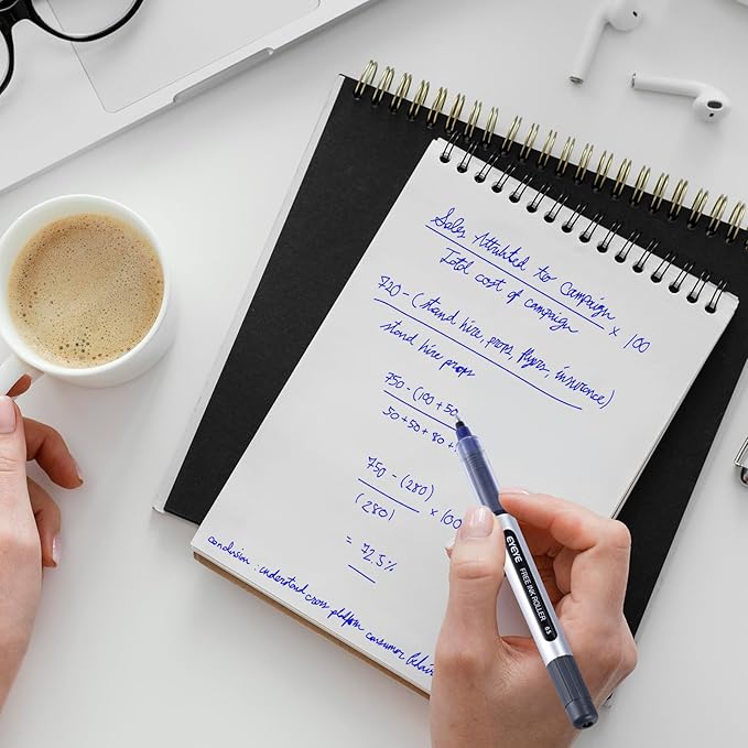 EYEYE 25 Pack 0.5mm Blue Rollerball Pens Extra Fine Point Quick Dry, Liquid Ink Pens Fine Point Smooth Writing Pen for Journaling, Note Taking, Office, School Supplies