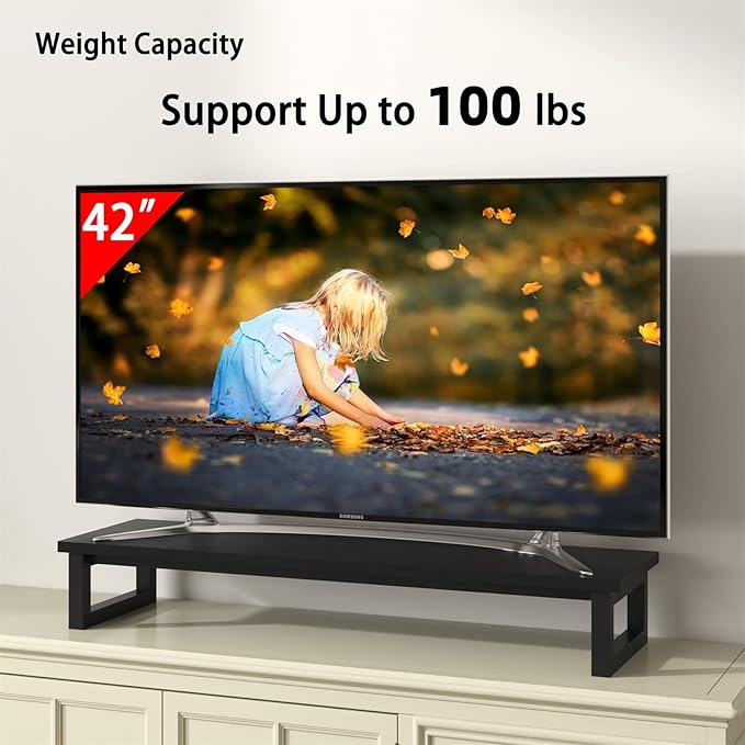 Dual Monitor Stand Riser, 39Inch Large Monitor Stands for 2 Monitors, Computer Monitor Stand, Wooden Desktop Oraganizer Shelf for Office Desk Computer,Laptop,TV