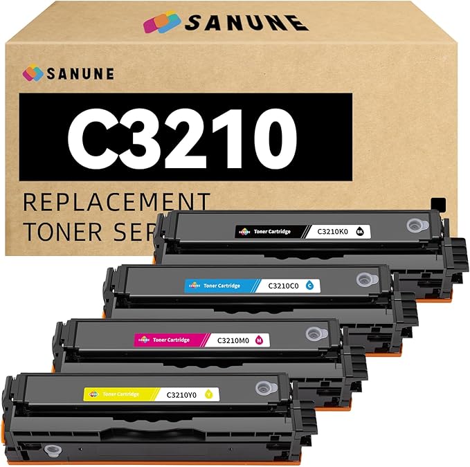 C3210 Toner Cartridges 4 Pack (with Chip) Replacement for Lexmark C3210C0 C3210K0 C3210M0 C3210Y0 Toner Cartridge for Lexmark C3224 C3326 C3426 MC3224 MC3326 MC3426 Printer Ink