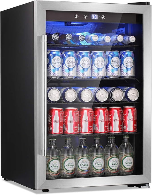 Antarctic Star Beverage Refrigerator Cooler - 145 Can Mini Fridge Glass Door for Soda Beer or Wine, Clear Front Door for Home Office or Bar, 4.4Cu.Ft