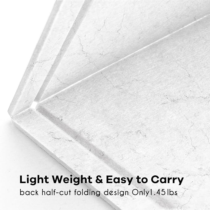 Bulletin Board, 36 x 24 inches Felt Board - Decorative Pin Board, Cork Board Alternative for Wall, 3' x 2' Foldable Picture Board Self-Adhesive Vision Board with 20 Pushpins - Marble White