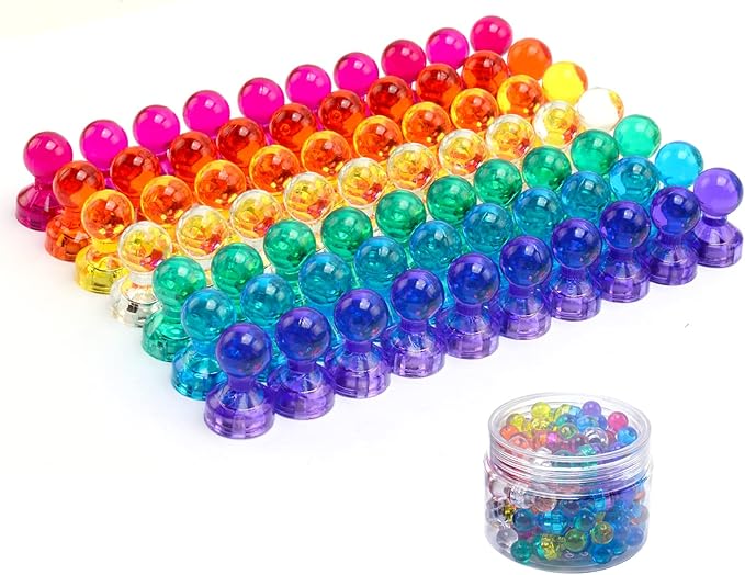 60Pcs Push Pin Magnets, Small Strong Refrigerator Magnets for Whiteboard, Funny Cute Decorative Fridge Magnet, for Locker School Classroom Calendar Kitchen Office Dry Erase Board Map Magnetic Push Pin