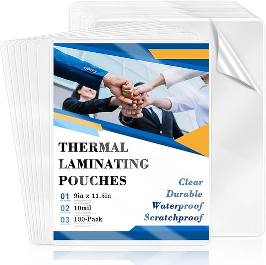 100 Pack 9x11.5inch 10mil Letter Size Laminating Sheets Thermal Laminating Pouches Paper Laminator Sheets File Card Laminator Pouches 8.5x11inch for Permits Cards File Photos (100, 9"x11.5"-10mil)