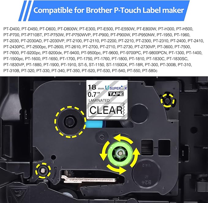 6PK Compatible for Brother P-Touch Label Maker Tape TZe-141 TZ-141 TZe141 TZ141 Black on Clear 18mm 3/4 inch 0.7'' x 26.2ft Laminated TZe TZ Label Tape for PT-H500 PT-910BT PT-530 PT-550