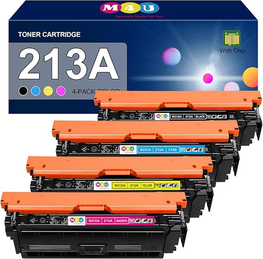 213A Toner Cartridges 4 Pack Compatible with 213A W2130A 213X W2130X(with Chip) for Enterprise 5700dn 6700dn 6701dn, Flow MFP 5800 6800, MFP 5800 6800(Black Cyan Yellow Magenta)