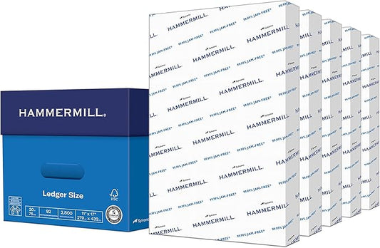 Hammermill Printer Paper, 20 lb Copy Paper, 11 x 17 - 5 Ream (2,500 Sheets) - 92 Bright, Made in the USA, 105023C