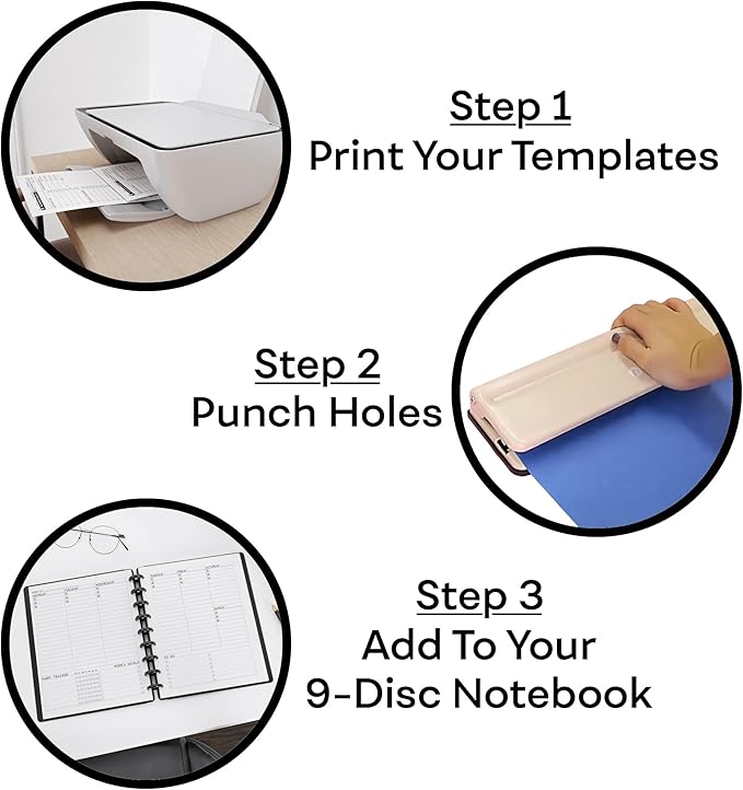 Blank 7 x 9.25 Inch Paper, 120 GSM, 400 Sheets, DIY Template Printing in Happy Planners, Classic Size Unpunched, Loose Leaf, White, Discbound 9 Disc Planner Refill