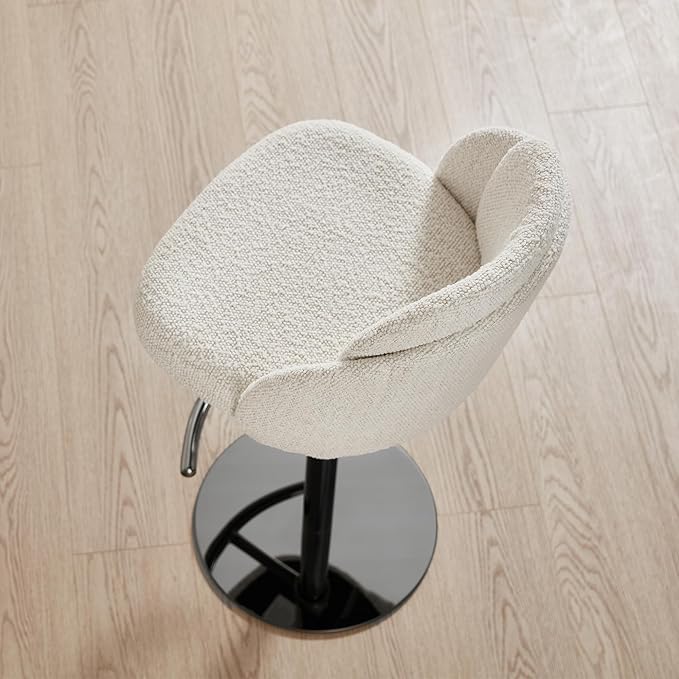 CHITA Adjustable Bar Stools Set of 2, Swivel Counter Height Stools with Stainless Steel Base for Bar, Kitchen Island, Dining Room, Sleek Black