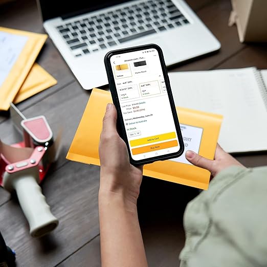 Fuxury Kraft Bubble Mailers 4x8" 400Pack Padded Envelopes Thick Bubble Envelopes Usable Size 4x7" Waterproof Cushioned Padded Mailers Packaging for Small Business #000 Yellow