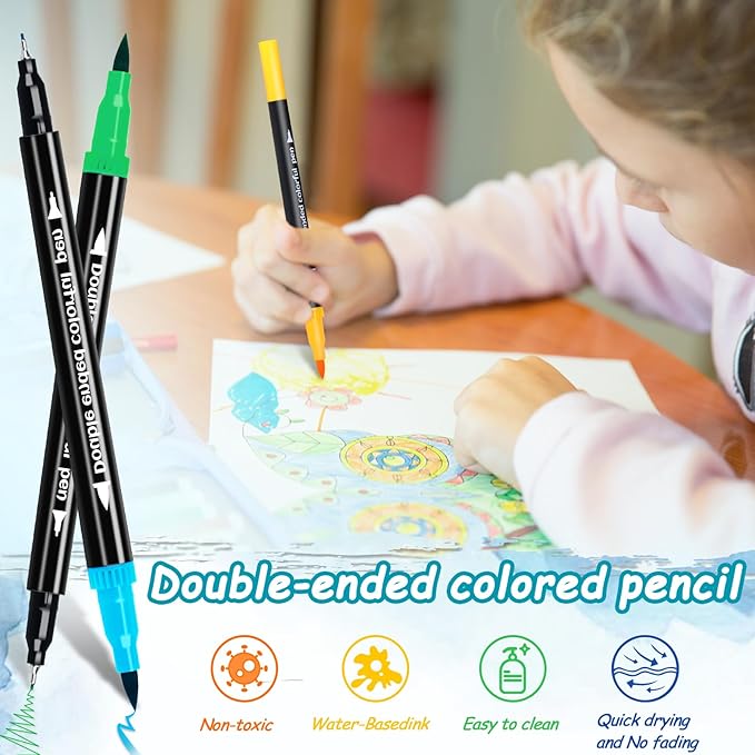 48 Colors Dual Markers Brush Pens, Art Markers Colored Pens for Adult Coloring Books, Brush and Fine Point Dual Tip Artist Colored Marker Set for Drawing Adult Coloring Hand Lettering