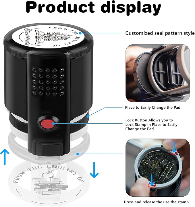 Custom Self-Inking Stamps | Personalized Book Stamp Gift for Book Lovers | 5 Ink Colors (Style06)