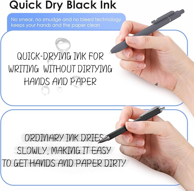 12PCS Gel Pens Black Ink Fine Point Pens With Smooth Writing, School Office Supplies, Anniversary Birthday Gifts for Men Women, Quick Dry Pens For Journaling, Nurse Aesthetic Pen (Black Gray White)