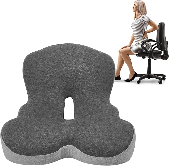 Buttocks Cushion for Office Chair Memory Foam Seat Pad for Butt Support Tailbone Relief Ergonomic Chair Cushion for Home Car Travel or Work (Classic Black)