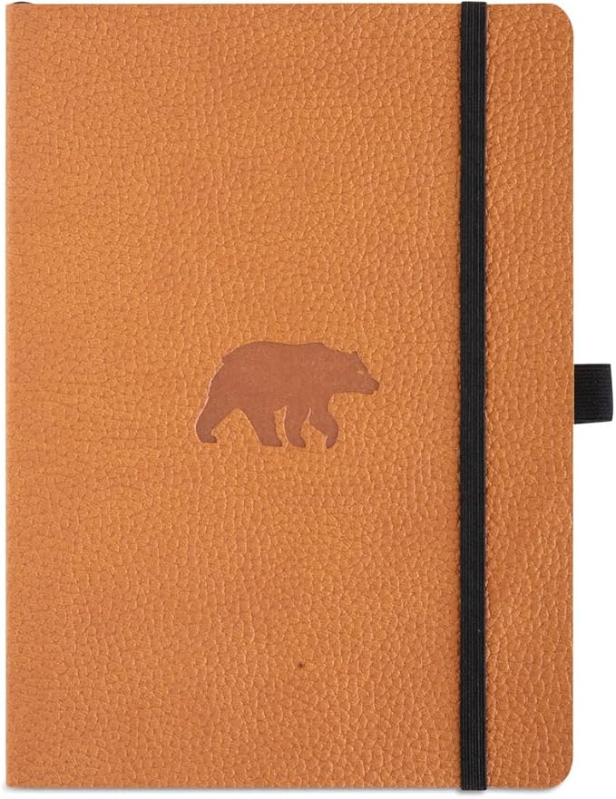 Dingbats* Wildlife Dotted Journal Notebook A5 - Vegan Leather Soft Cover, Ideal for Work, Travel - Pocket, Elastic Closure, Bookmark