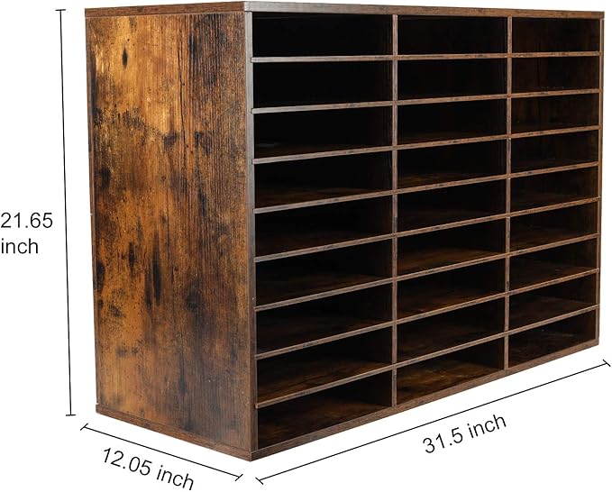 EasyPAG Mail Organizer Countertop, Wood Literature Organizer with Adjustable Shelves, Student Classroom Mailbox for School, Desktop Paper Sorter for Office Home, 27 Compartments, Archaize