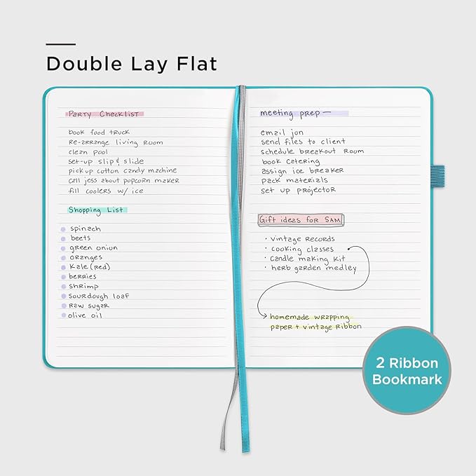 &And Per Se Lined Journal Notebook (5 Packs), 160 Pages, A5 5.7 x 8 inches College Ruled Thick Paper Notebook Journals for Writing, Hardcover Notebooks for Women Men Office School (Cerulean Blue)