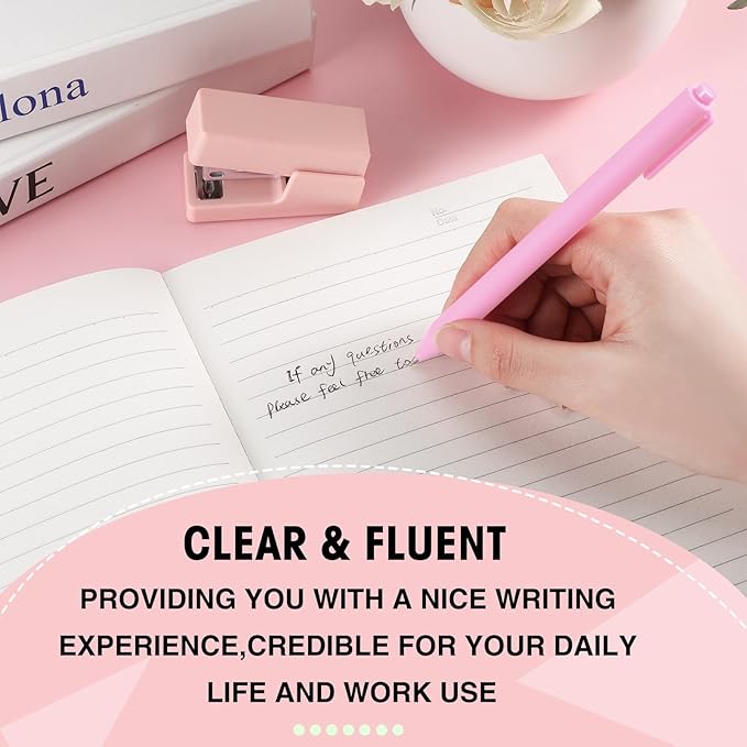 Fulmoon 25 Pcs Ballpoint Pens Bulk Retractable Comfortable Writing Pens Cute Back to School Supplies in Medium Point 1.0 mm for Teacher Student Bridal Shower Baby Shower (Light Pink)