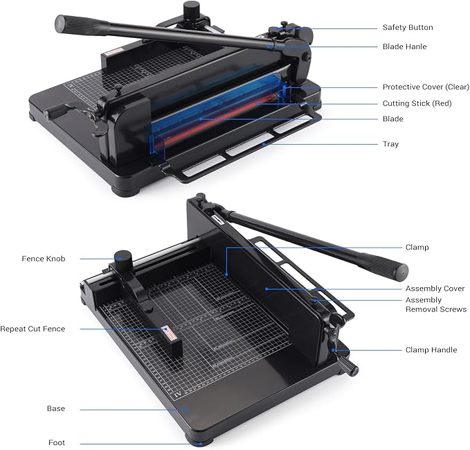 Heavy Duty Paper Cutter,12 inch Guillotine Paper Cutter,Guillotine Paper Cutters and Trimmers Cards Leather with Metal Base for Office Home School (Black, a4)