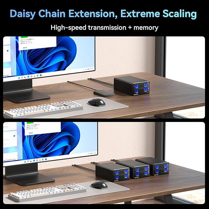 Aluminum Dual Bay Hard Drive Enclosure with Cooling Fan for 2.5“/3.5" SATA HDD/SSD with USB A/C 3.0, Support Hot Swappable, Daisy Chain Expansion, Tool-Free HDD Enclosure, DAS(NO RAID/NAS)