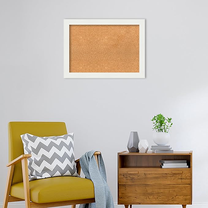 Amanti Art Natural Cork Board for Wall, 21x29 Vision Board with White Frame, Medium Corkboard Office Decor for Home Organization, Casual Corkboard Pinboard to Display Items for Home Organization in