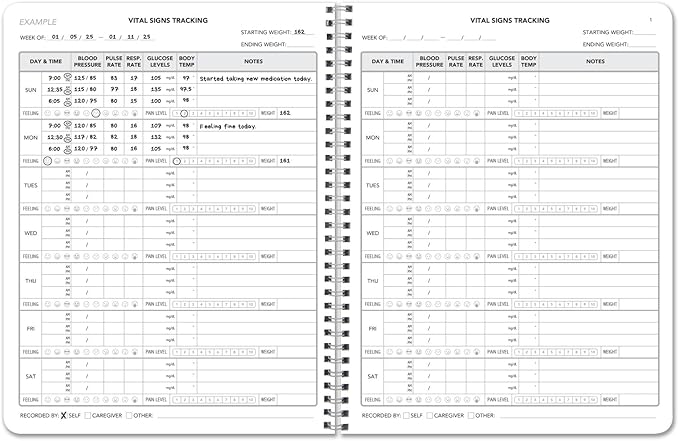 BookFactory Vital Signs Log Book/Vitals Monitoring Logbook/ 104 Pages Record Book – 8.5” x 11” (LOG-104-7CW-PP(Vital-Signs))