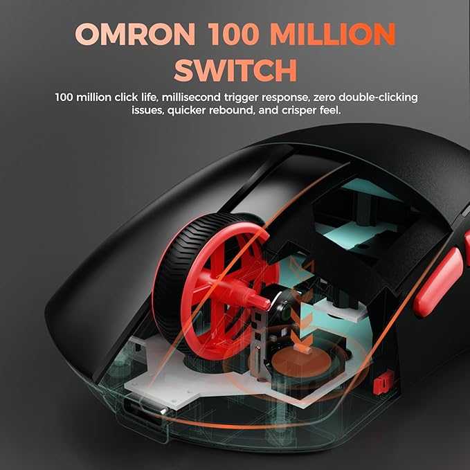 DAREU A950 Wing 8K Lightweight Wireless Gaming Mouse 1.23oz (35g), Custom PAW3950 30K Optical Sensor, Wired/Wireless Dual 8k Polling Rate, Symmetrical, 5 Programmable Buttons,70H Battery