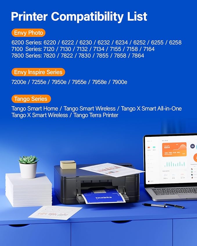 64XL Ink Cartridge Black/Color Combo Pack Replacement for HP Ink 64 XL for Envy Inspire 7900e 7255e 7955e 7958e 7200e Photo 6200 7855 7858 7800 7100 7155 7120 6252 6255 7158 7164 Tango Series Printer