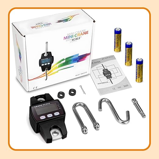 Digital Hanging Scale, 1102lb Crane Scale, 500kg Black Digital Electronic Weighing Scale with LCD Display for Hunting, Outdoor, Bass Fishing, Big Game, Farm